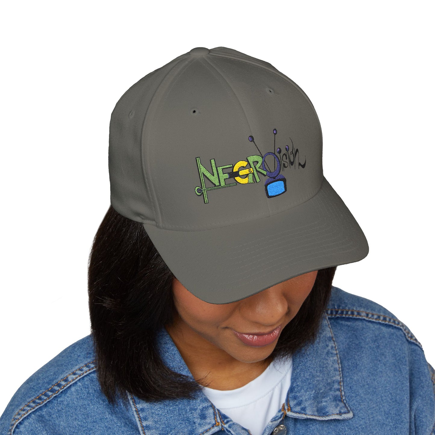 Embroidered Closed-Back Cap - Negro Vision Family Cartoon Series