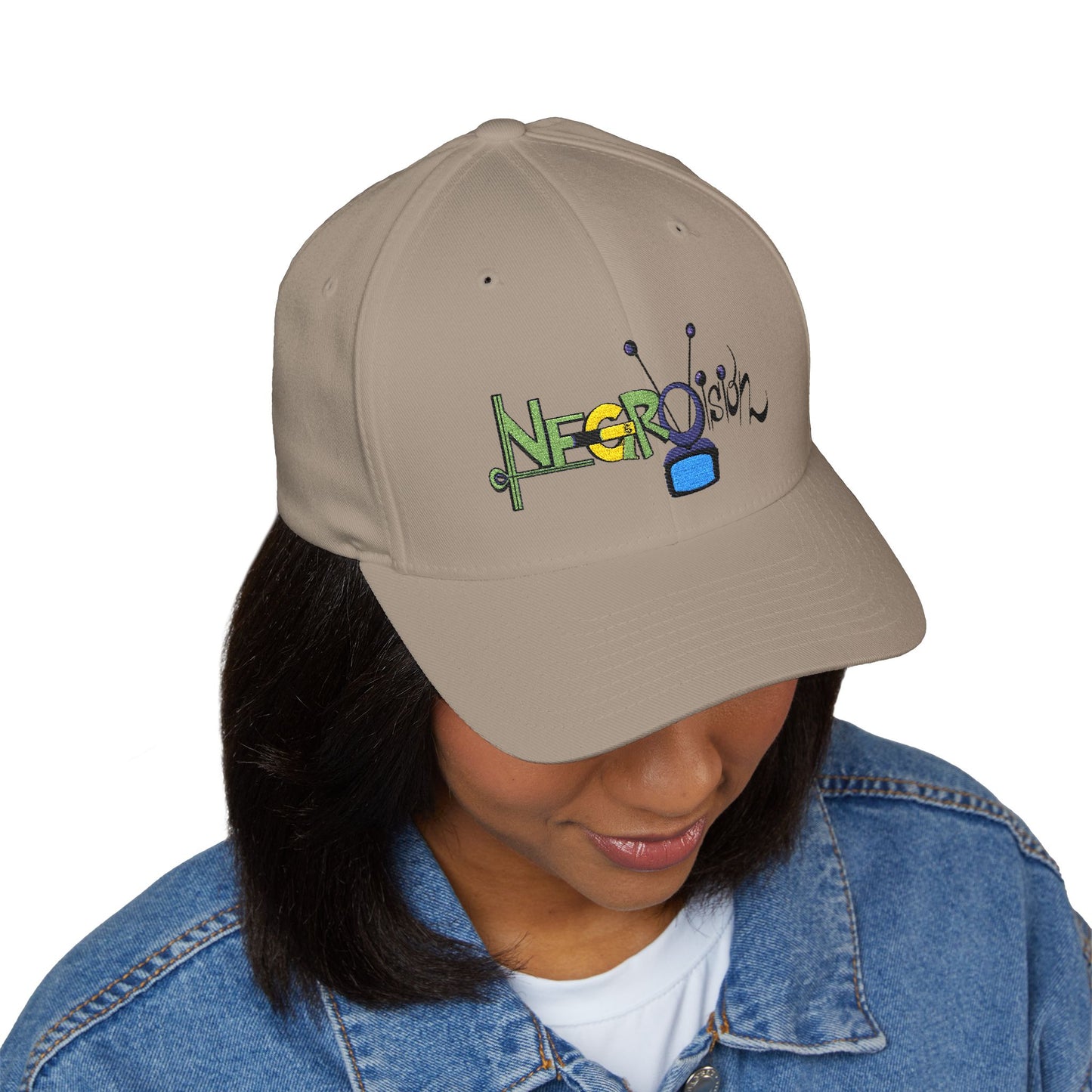 Embroidered Closed-Back Cap - Negro Vision Family Cartoon Series