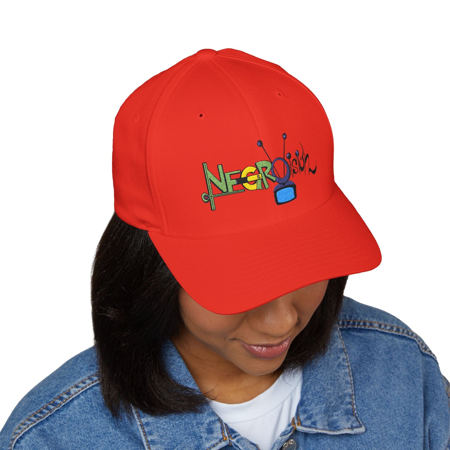 Embroidered Closed-Back Cap - Negro Vision Family Cartoon Series