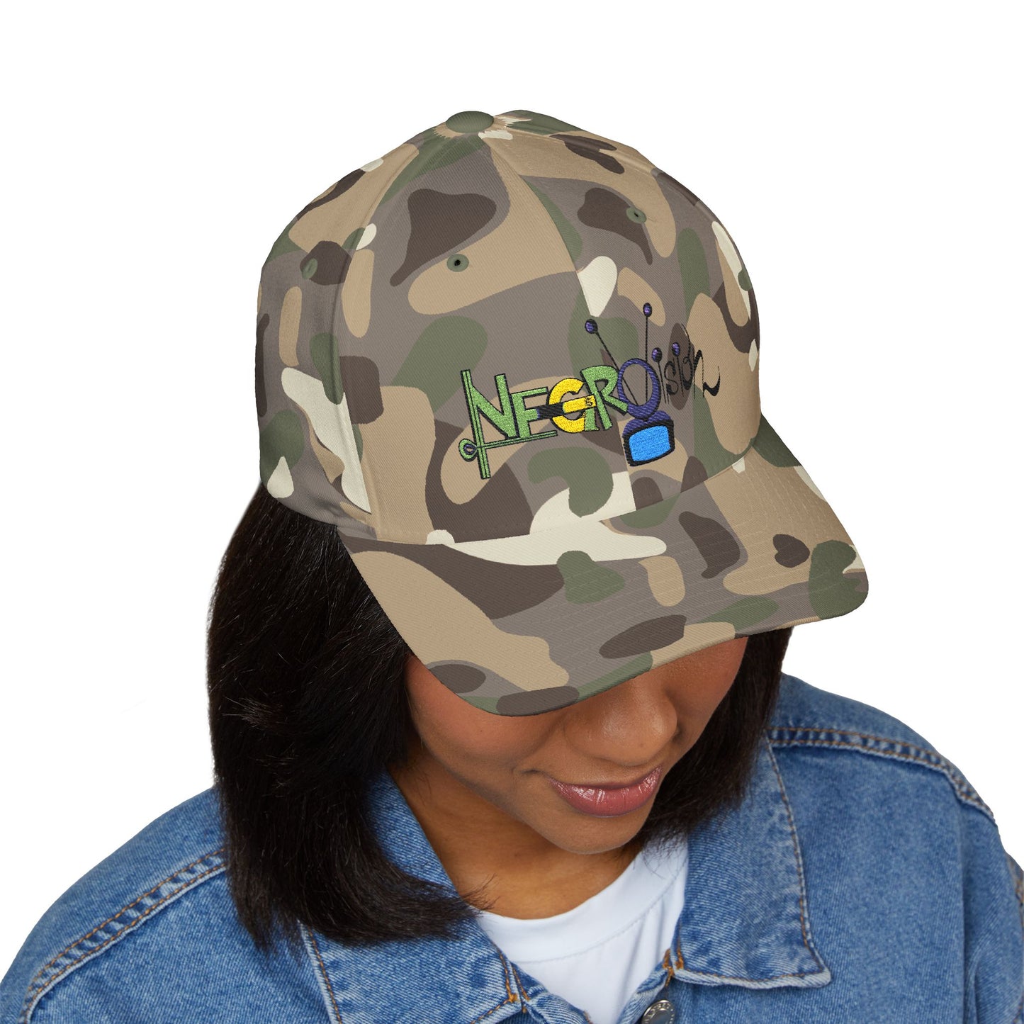 Embroidered Closed-Back Cap - Negro Vision Family Cartoon Series
